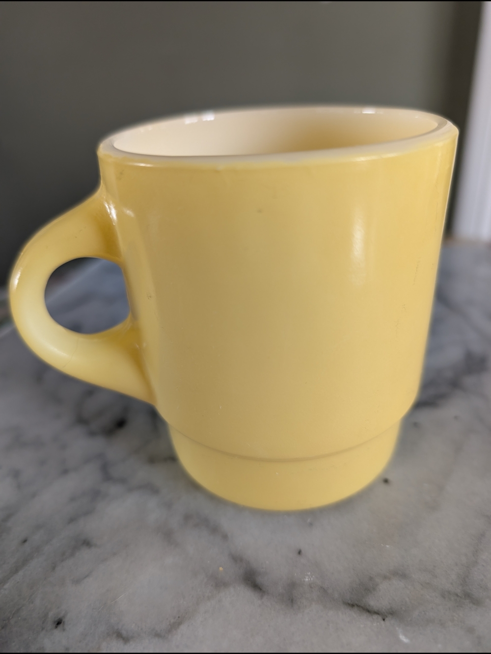 Vtg Fire-King Yellow Stacking Mug Anchor Hocking Milk Glass 1960s MCM USA